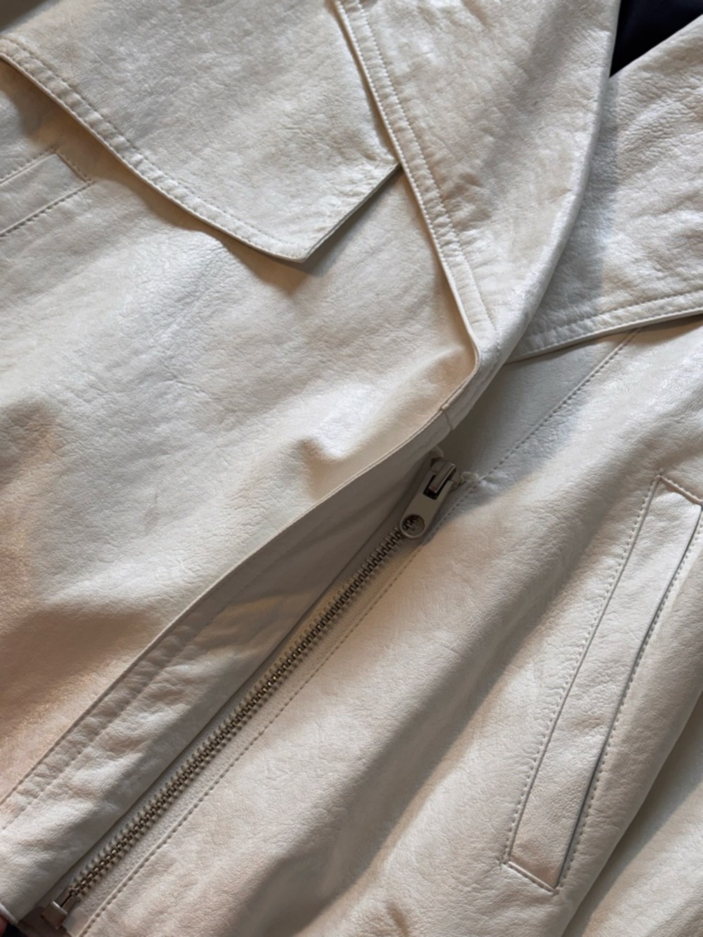 Zara Off White Lightweight Faux Leather Jacket Size M - Picture 11 of 16